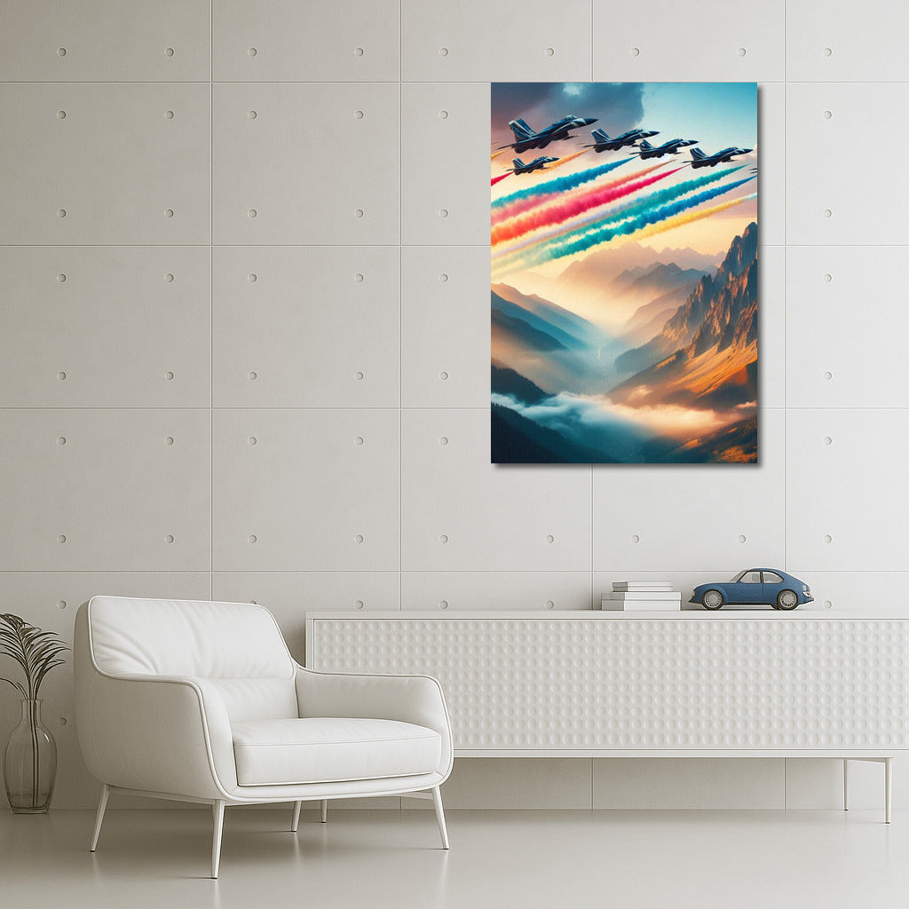 Fighters Over Mountain Landscape: Power and Beauty in Flight