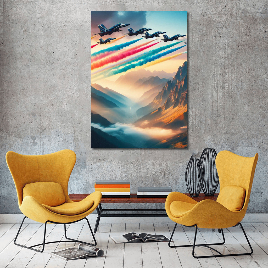 Fighters Over Mountain Landscape: Power and Beauty in Flight