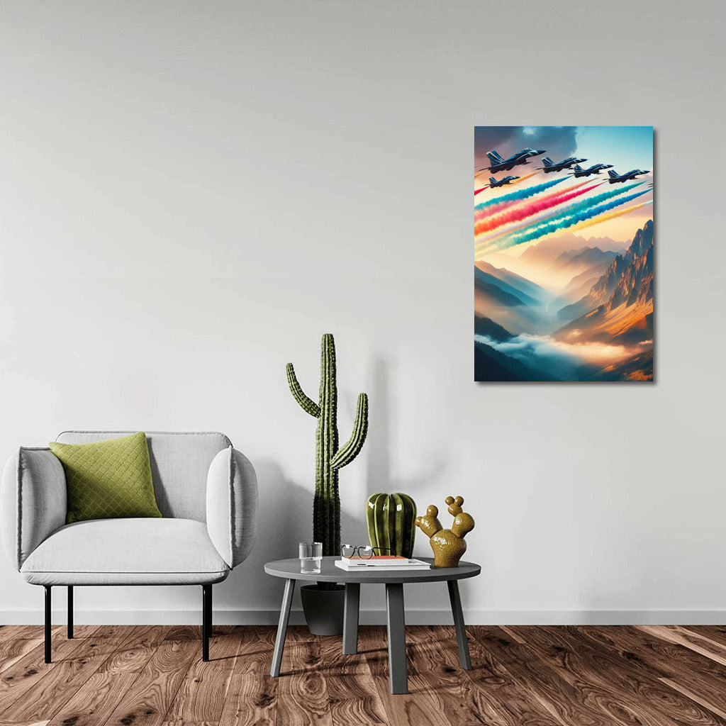 Fighters Over Mountain Landscape: Power and Beauty in Flight