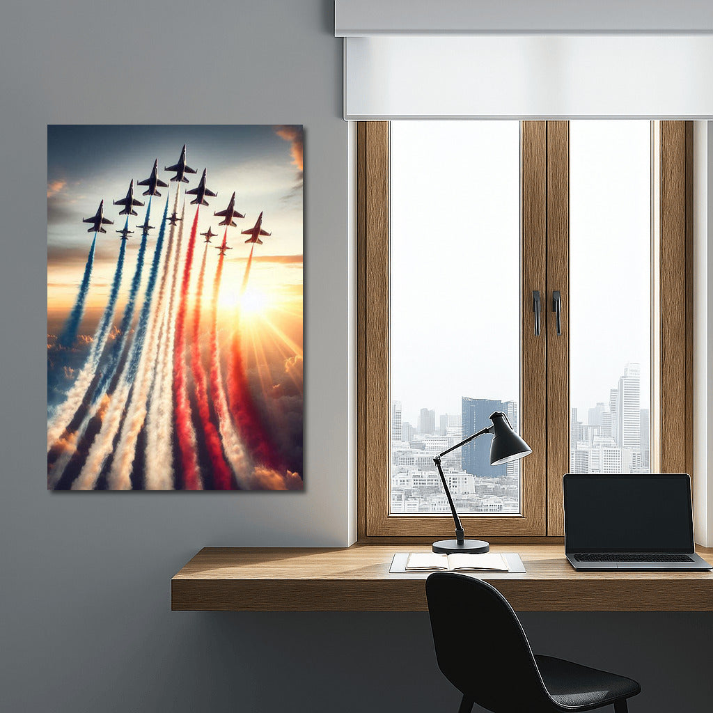 Grace and Power: Fighters at Sunset