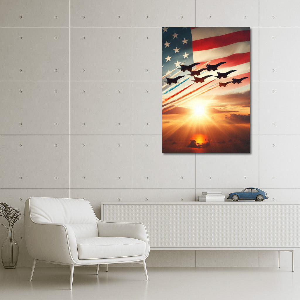 Grace of the Fighters: Flight Over Sunset and Flag