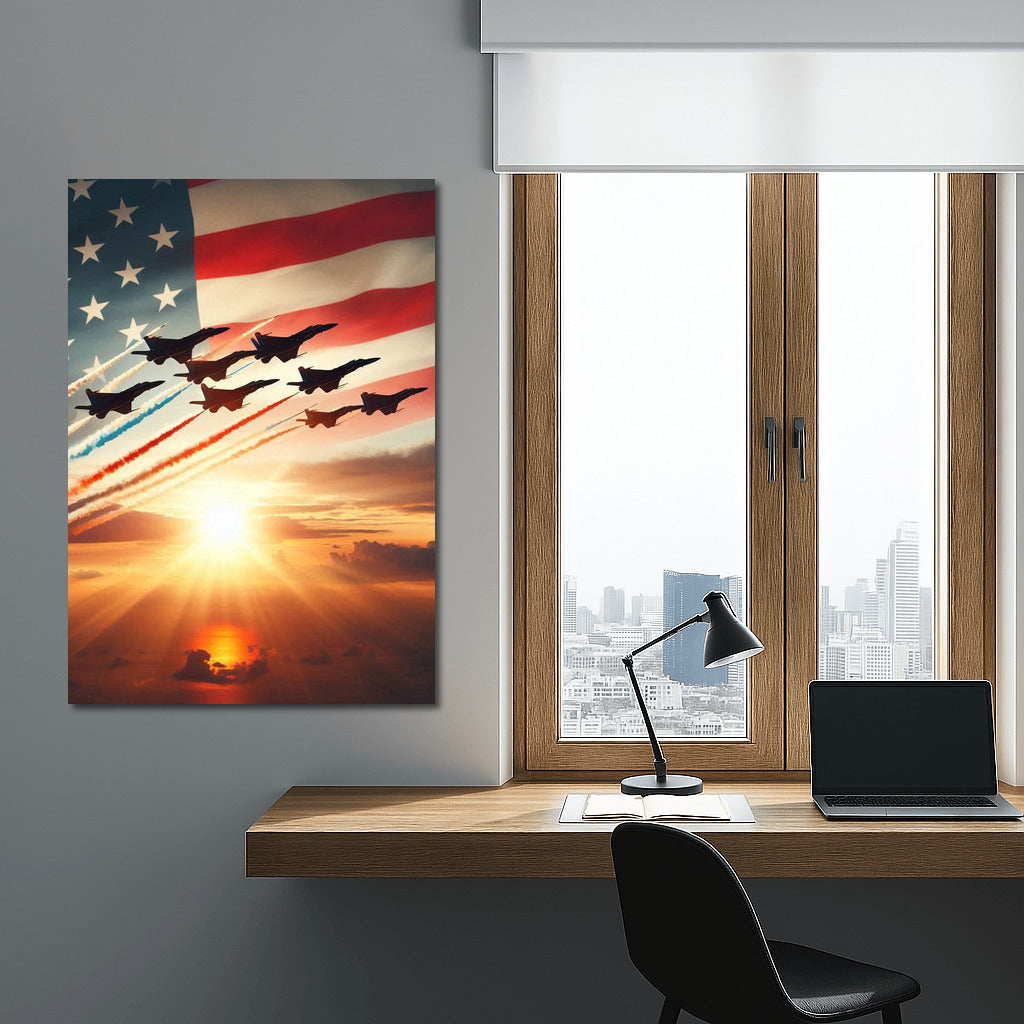 Grace of the Fighters: Flight Over Sunset and Flag