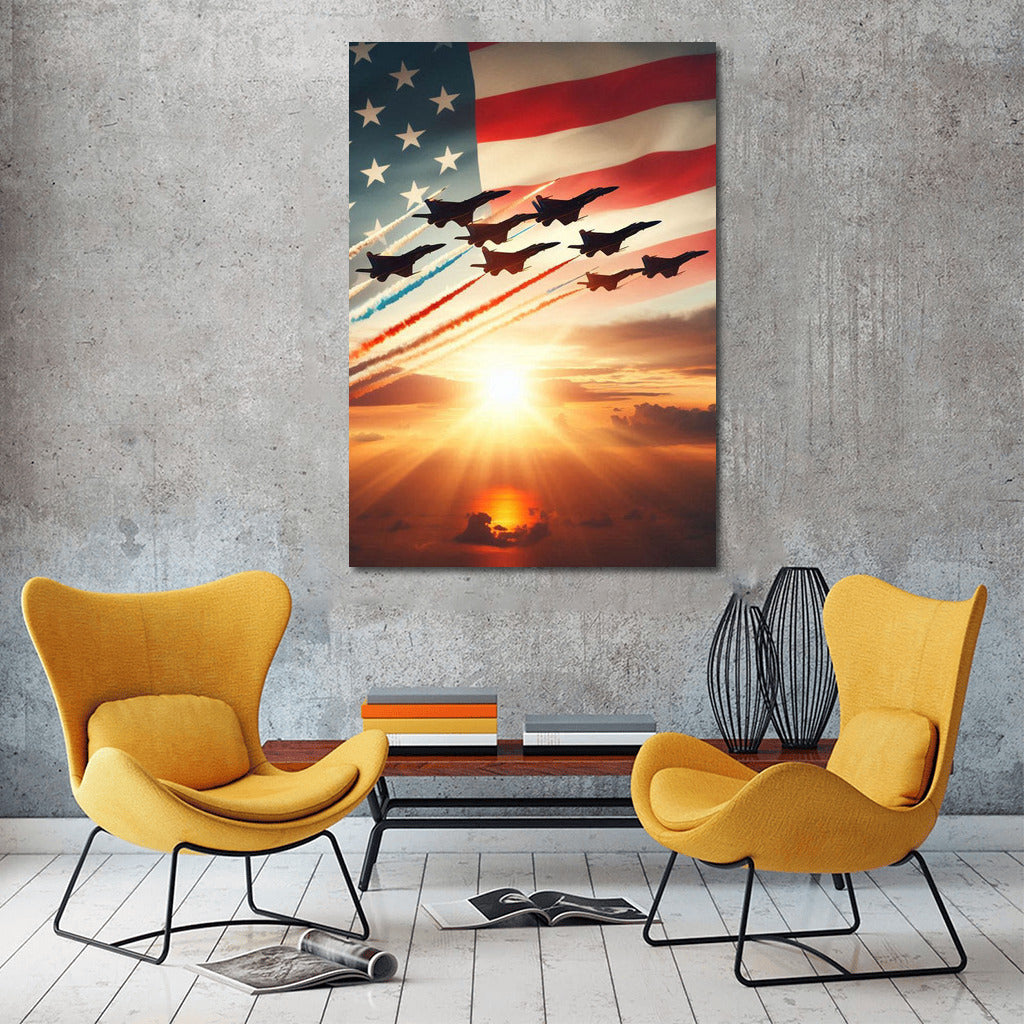 Grace of the Fighters: Flight Over Sunset and Flag