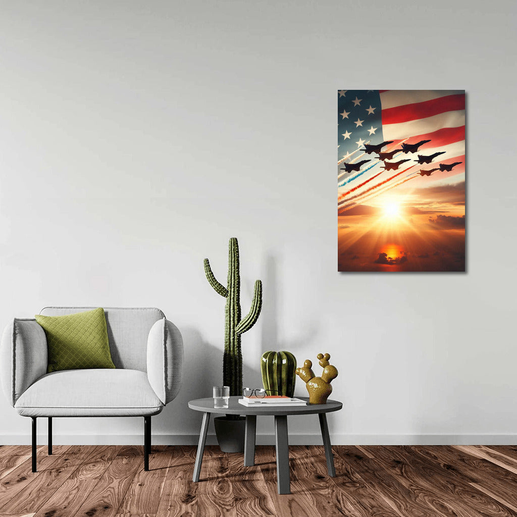 Grace of the Fighters: Flight Over Sunset and Flag