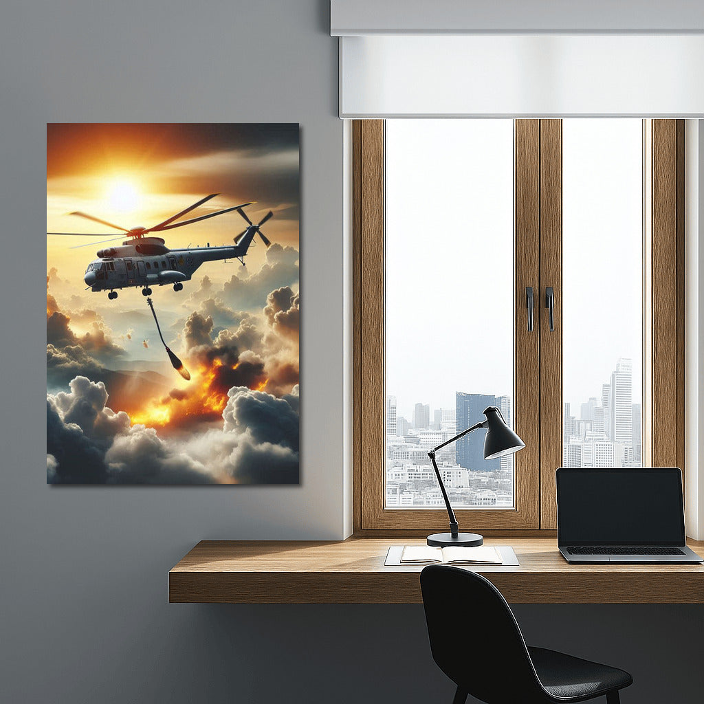 Fire Guardian: Fire Helicopter Among the Clouds