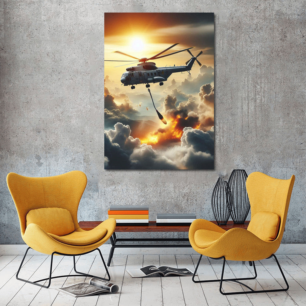 Fire Guardian: Fire Helicopter Among the Clouds