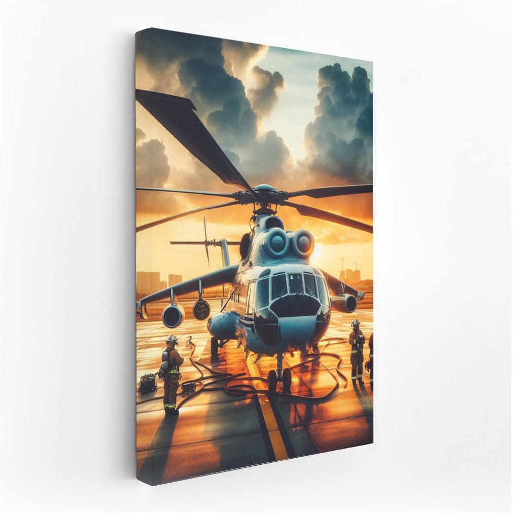 Heroes of the Sky: Firefighting Helicopters at Sunset