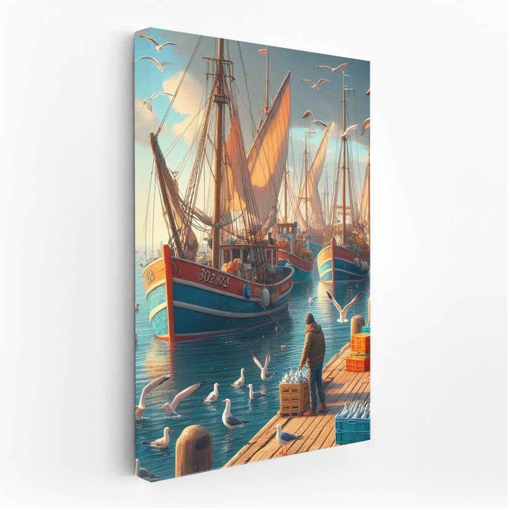 Fishing Boats in a Busy Harbor: Sailing Dreams and Seascapes