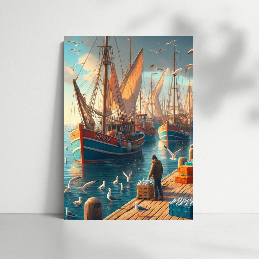 Fishing Boats in a Busy Harbor: Sailing Dreams and Seascapes