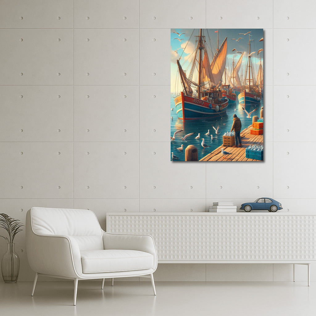 Fishing Boats in a Busy Harbor: Sailing Dreams and Seascapes