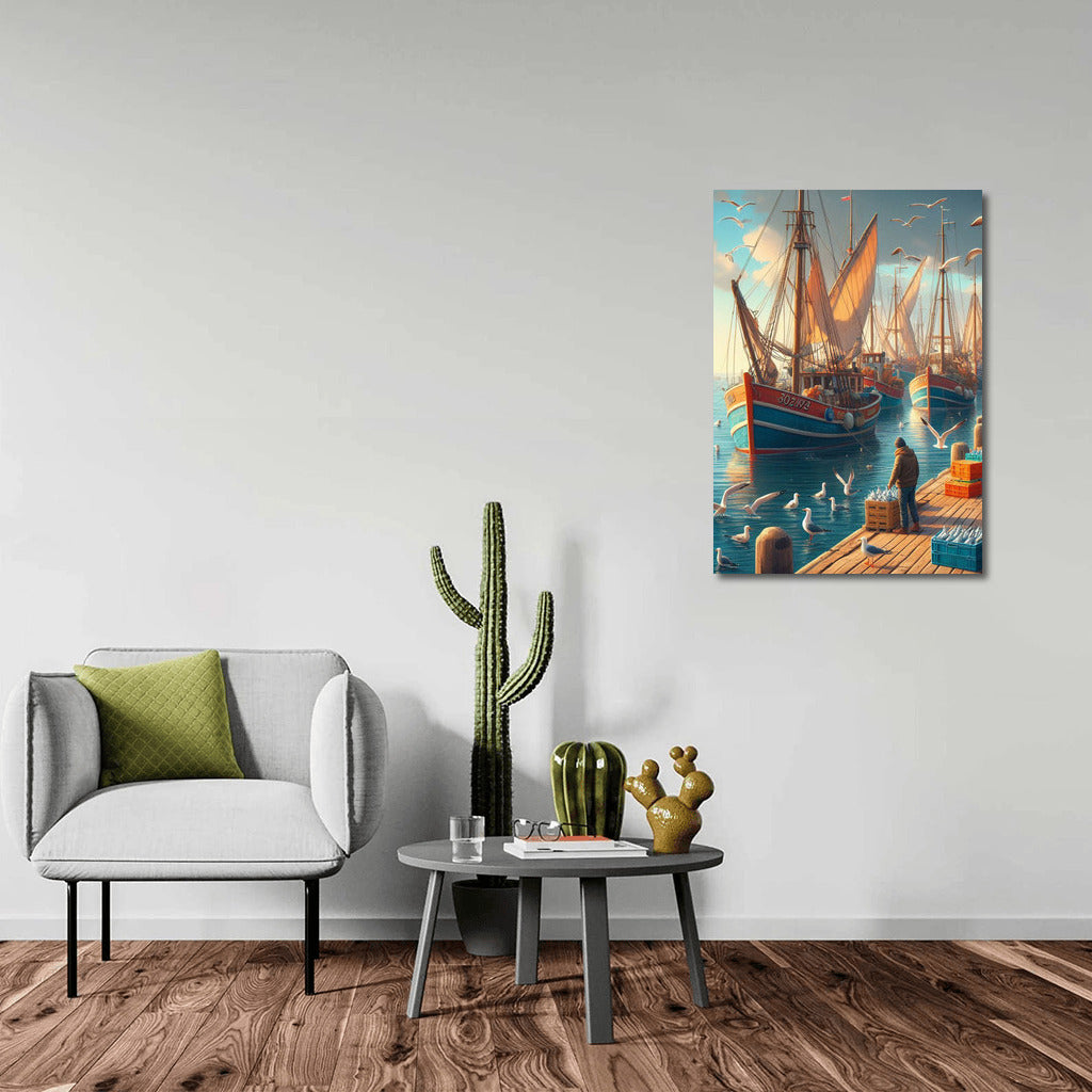 Fishing Boats in a Busy Harbor: Sailing Dreams and Seascapes