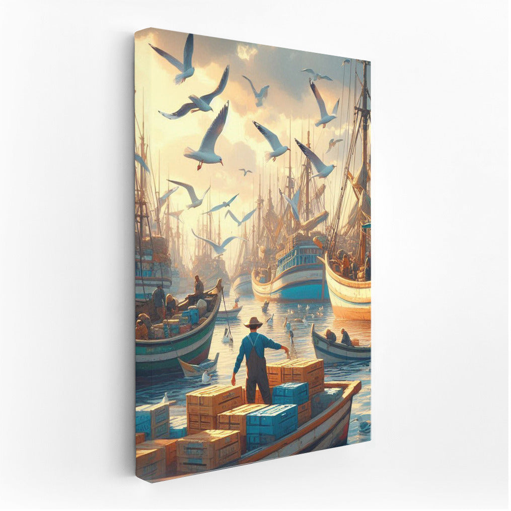 Fishing Boat Harbor: Seagulls and Sea Breeze