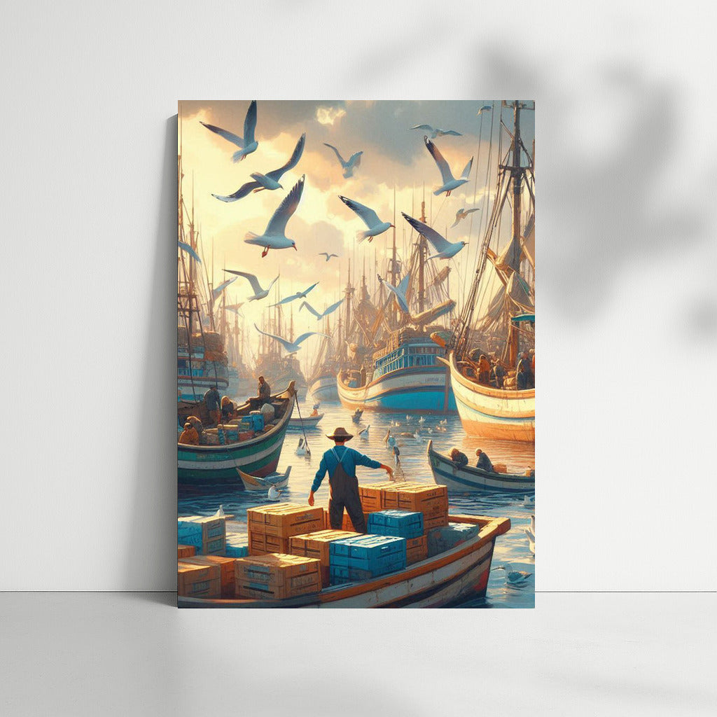 Fishing Boat Harbor: Seagulls and Sea Breeze