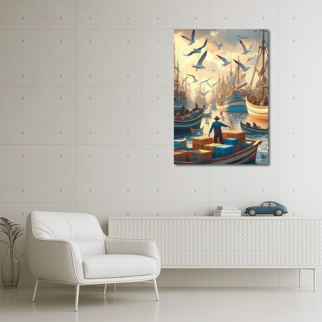 Fishing Boat Harbor: Seagulls and Sea Breeze