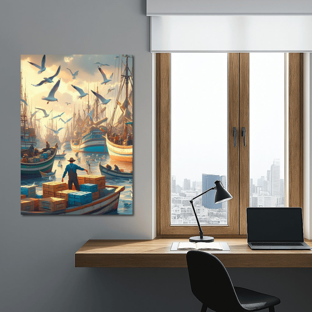 Fishing Boat Harbor: Seagulls and Sea Breeze