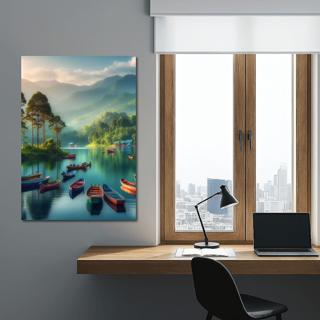 Morning Fishing Boats on Green Mountain Lake