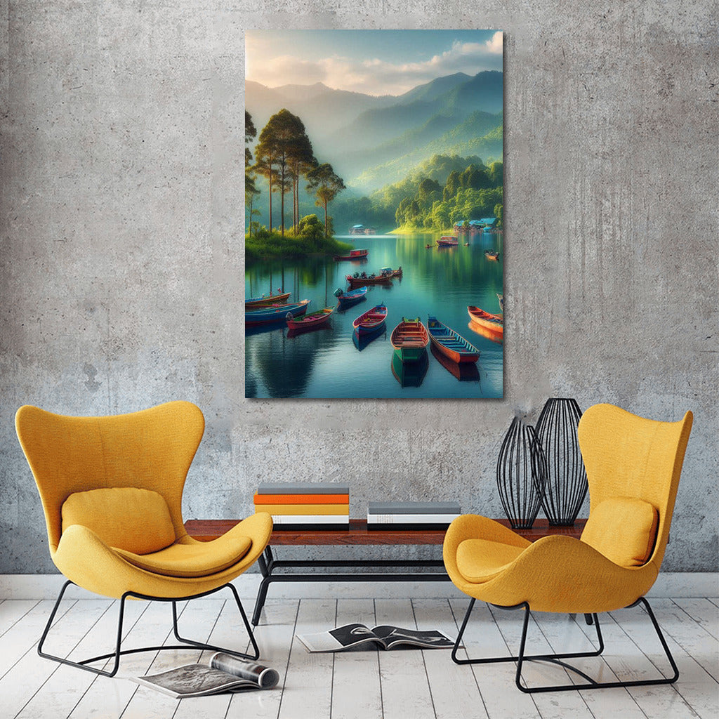 Morning Fishing Boats on Green Mountain Lake