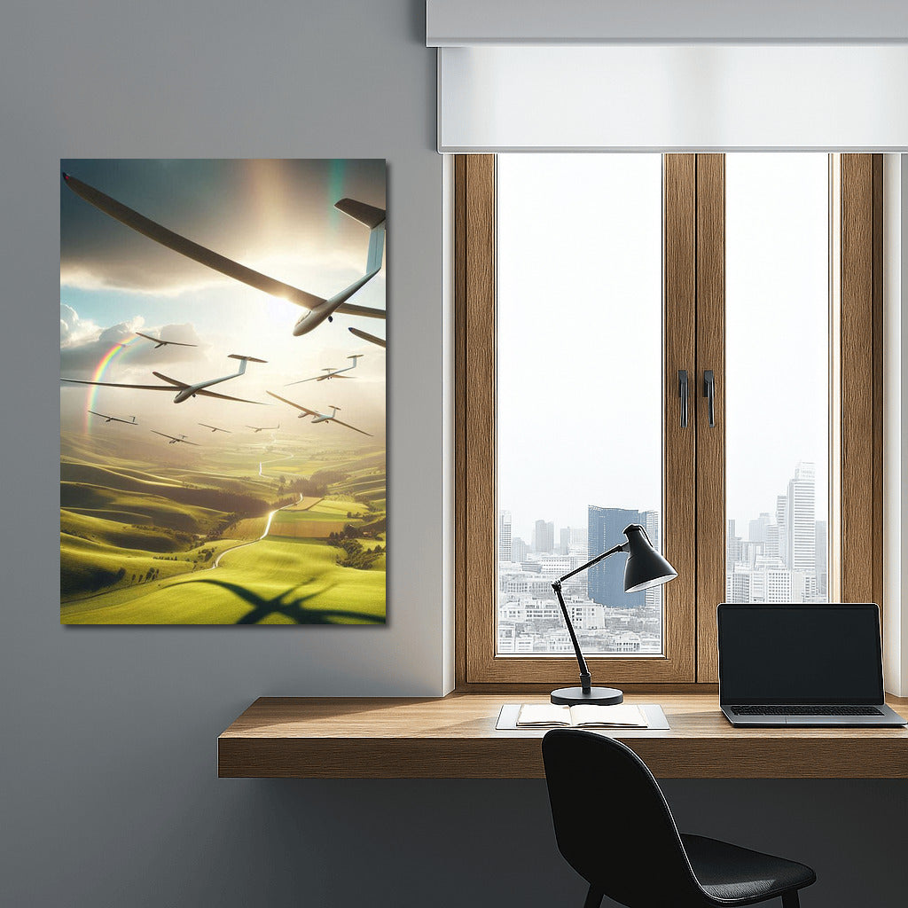 Soaring Gliders: Freedom Over the Green Hills