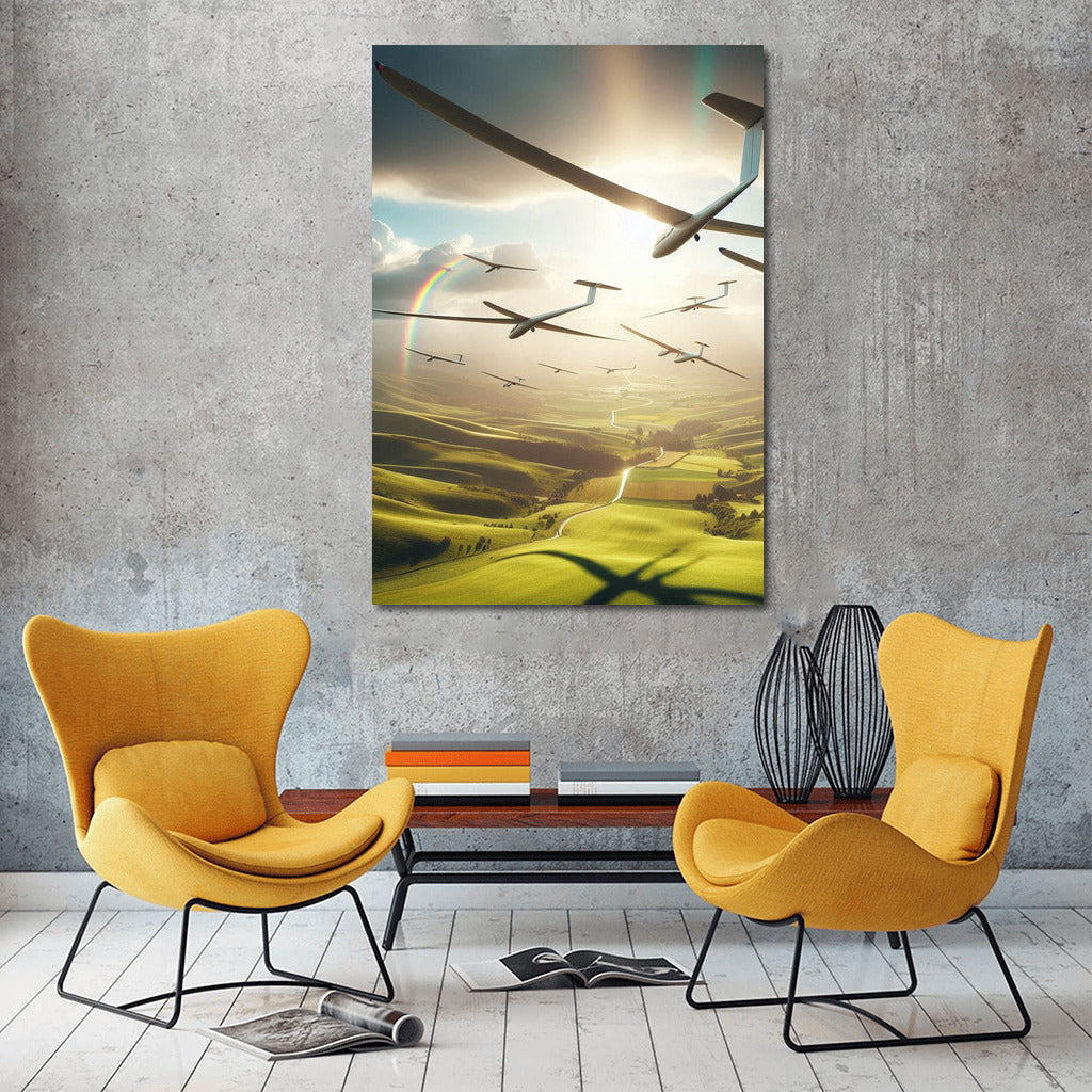 Soaring Gliders: Freedom Over the Green Hills