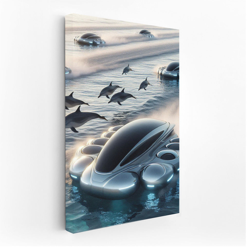 Futuristic Ships and Dolphins: Gliding on the Waves