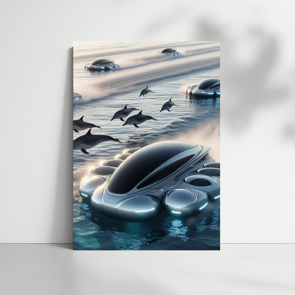 Futuristic Ships and Dolphins: Gliding on the Waves