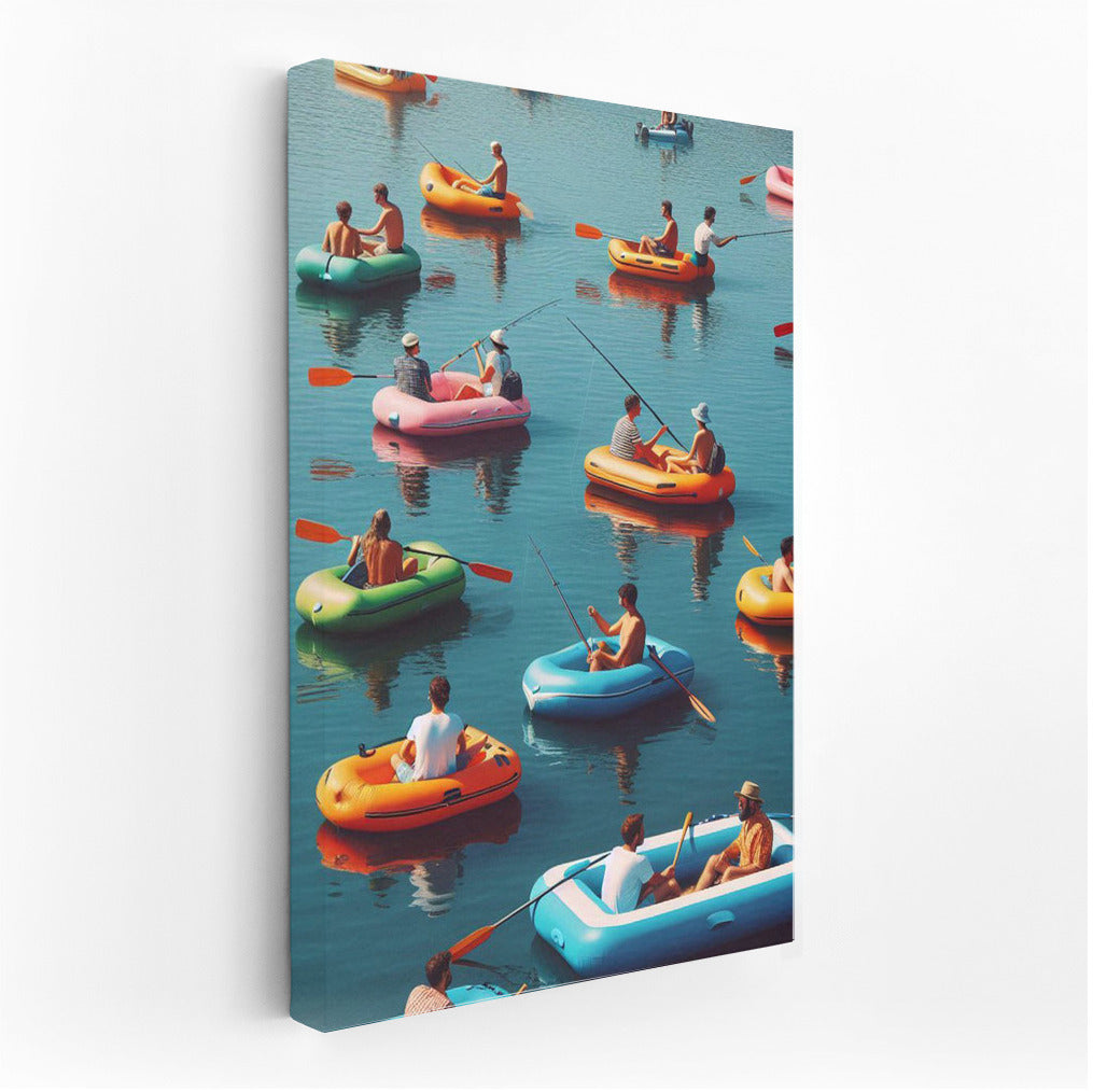 Rainbow Boat Lake: Colourful Inflatable Boats on the Water