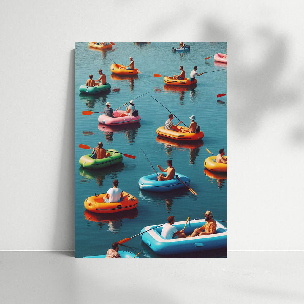 Rainbow Boat Lake: Colourful Inflatable Boats on the Water