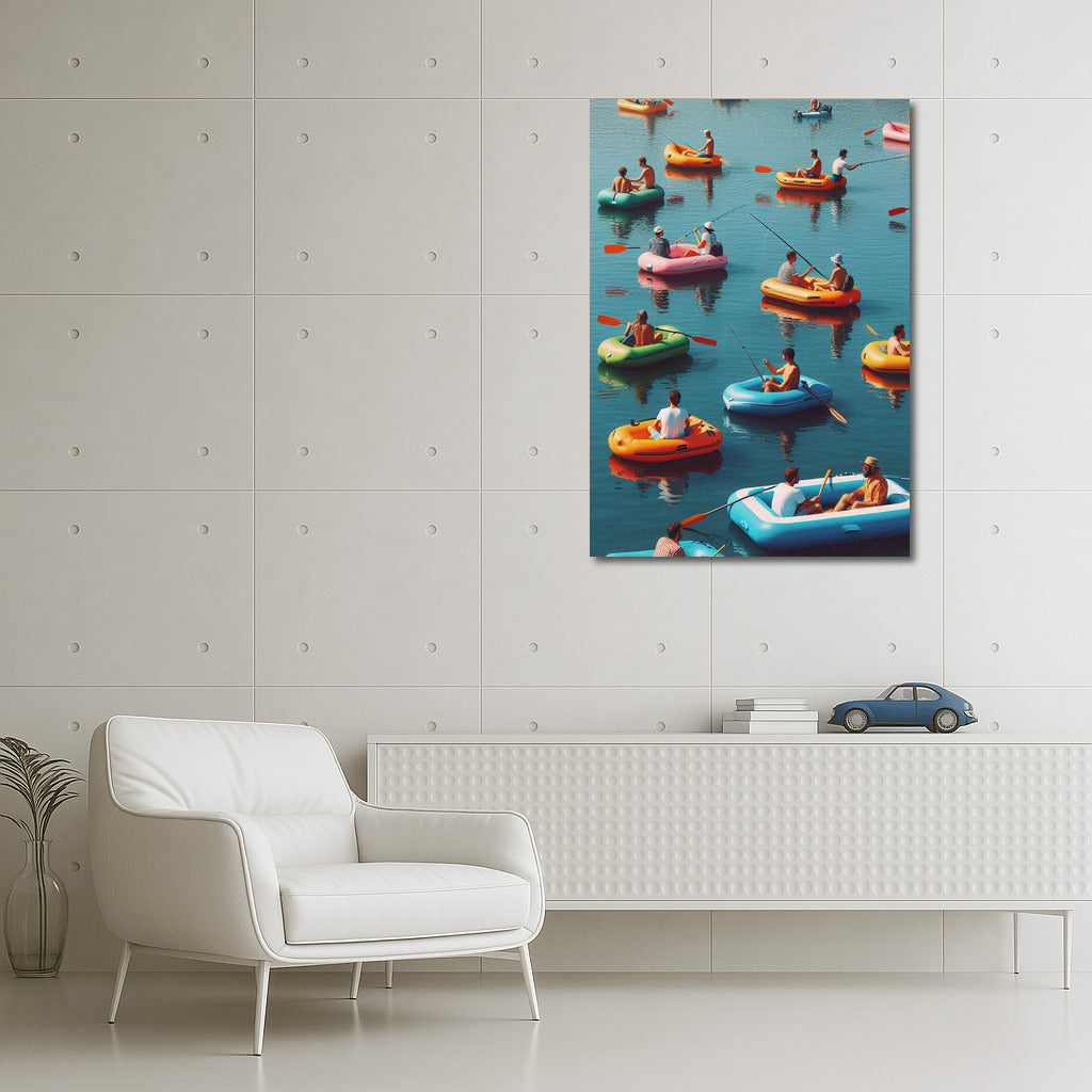 Rainbow Boat Lake: Colourful Inflatable Boats on the Water