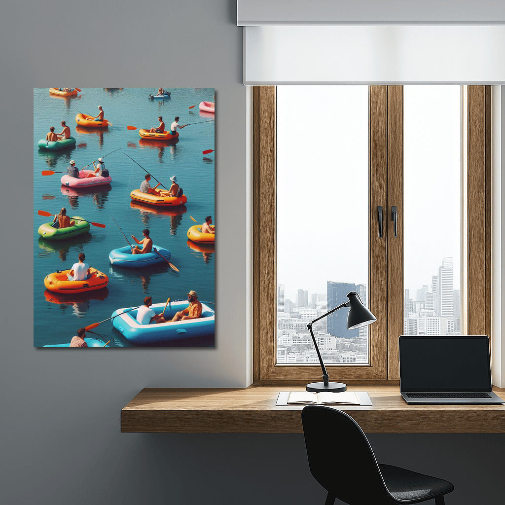 Rainbow Boat Lake: Colourful Inflatable Boats on the Water