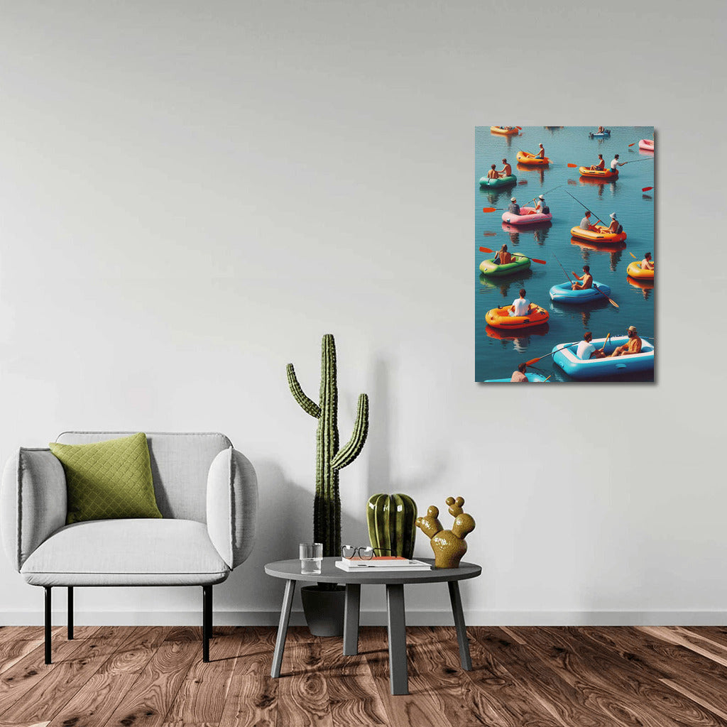 Rainbow Boat Lake: Colourful Inflatable Boats on the Water