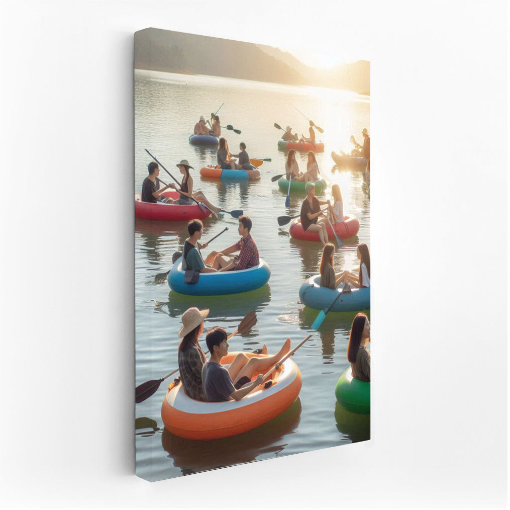 Summer Day on the Lake with Inflatable Boats