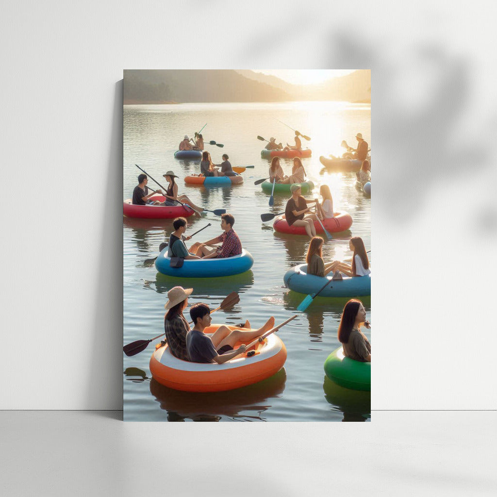 Summer Day on the Lake with Inflatable Boats