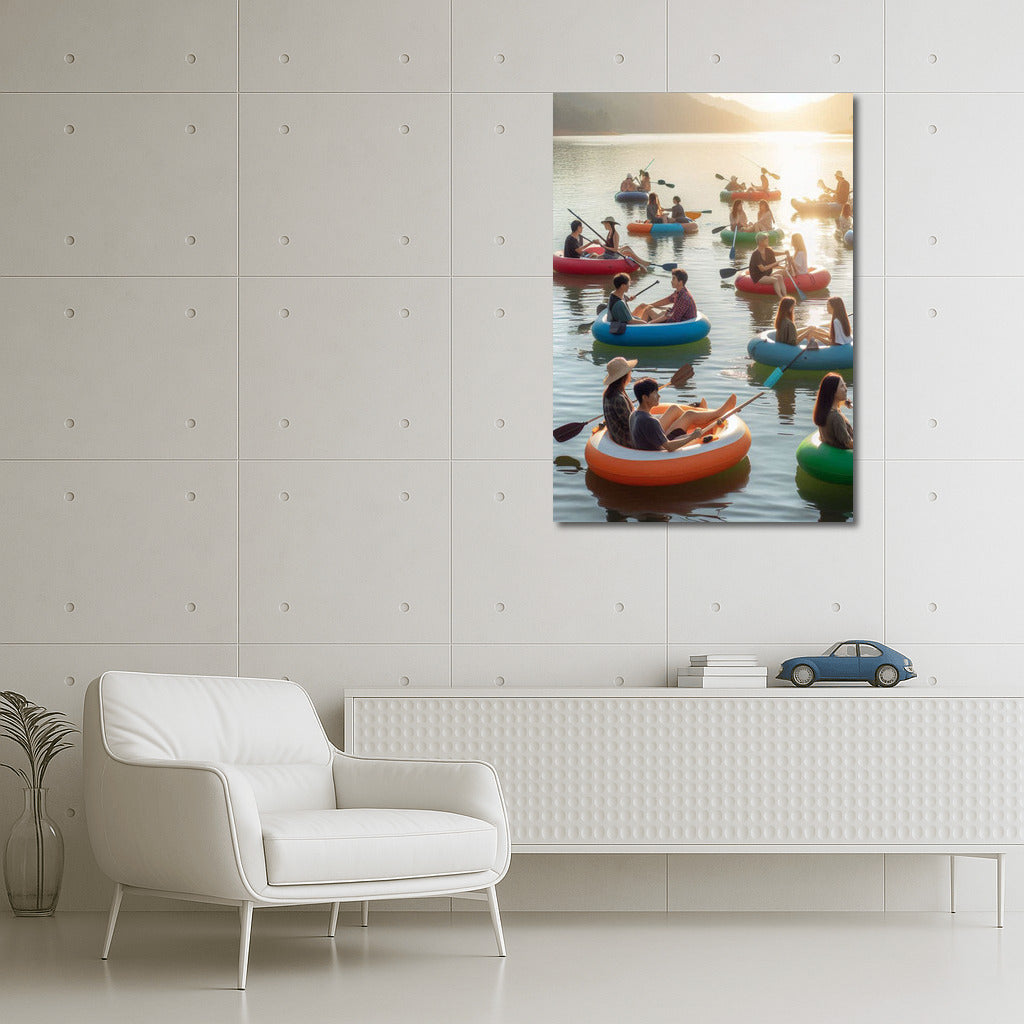 Summer Day on the Lake with Inflatable Boats