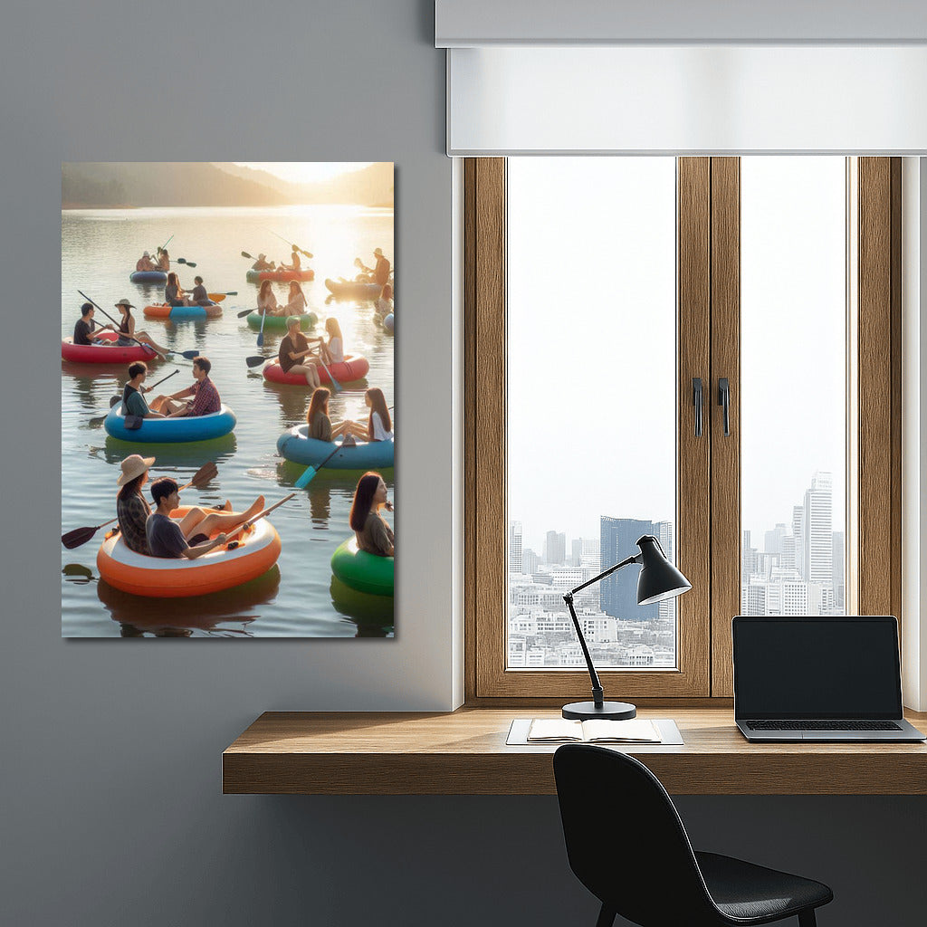 Summer Day on the Lake with Inflatable Boats