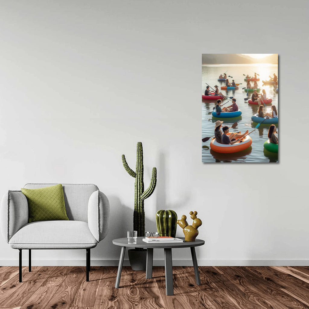 Summer Day on the Lake with Inflatable Boats