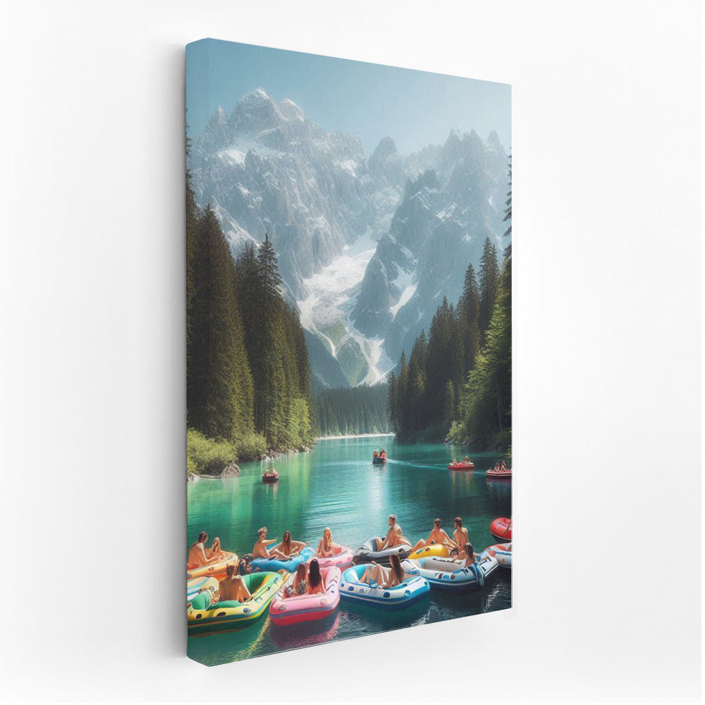 Summer Boats With Mountains In The Background: Vibrant Landscape For Tranquility