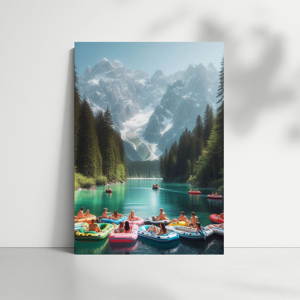 Summer Boats With Mountains In The Background: Vibrant Landscape For Tranquility