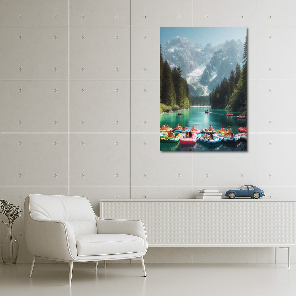 Summer Boats With Mountains In The Background: Vibrant Landscape For Tranquility