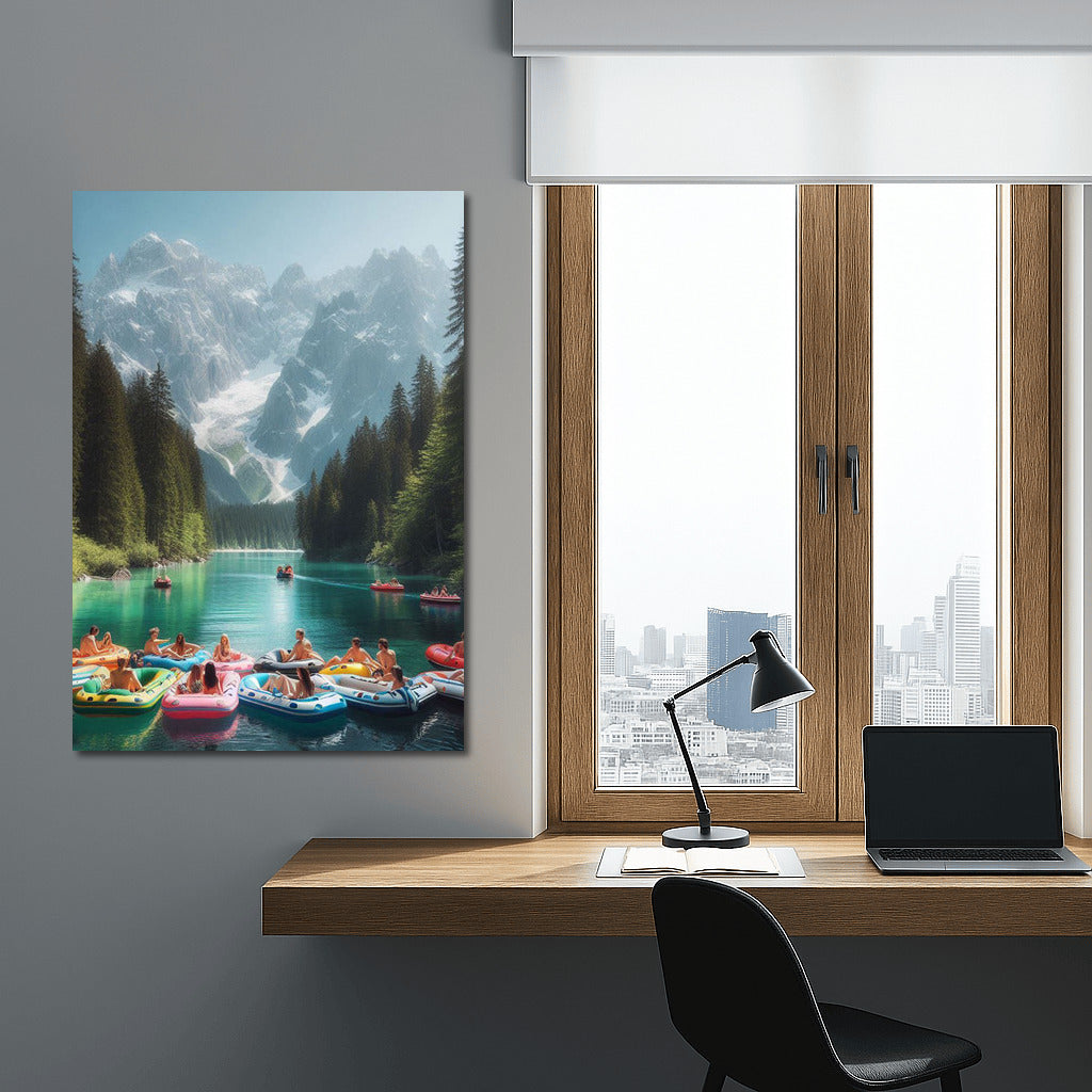 Summer Boats With Mountains In The Background: Vibrant Landscape For Tranquility