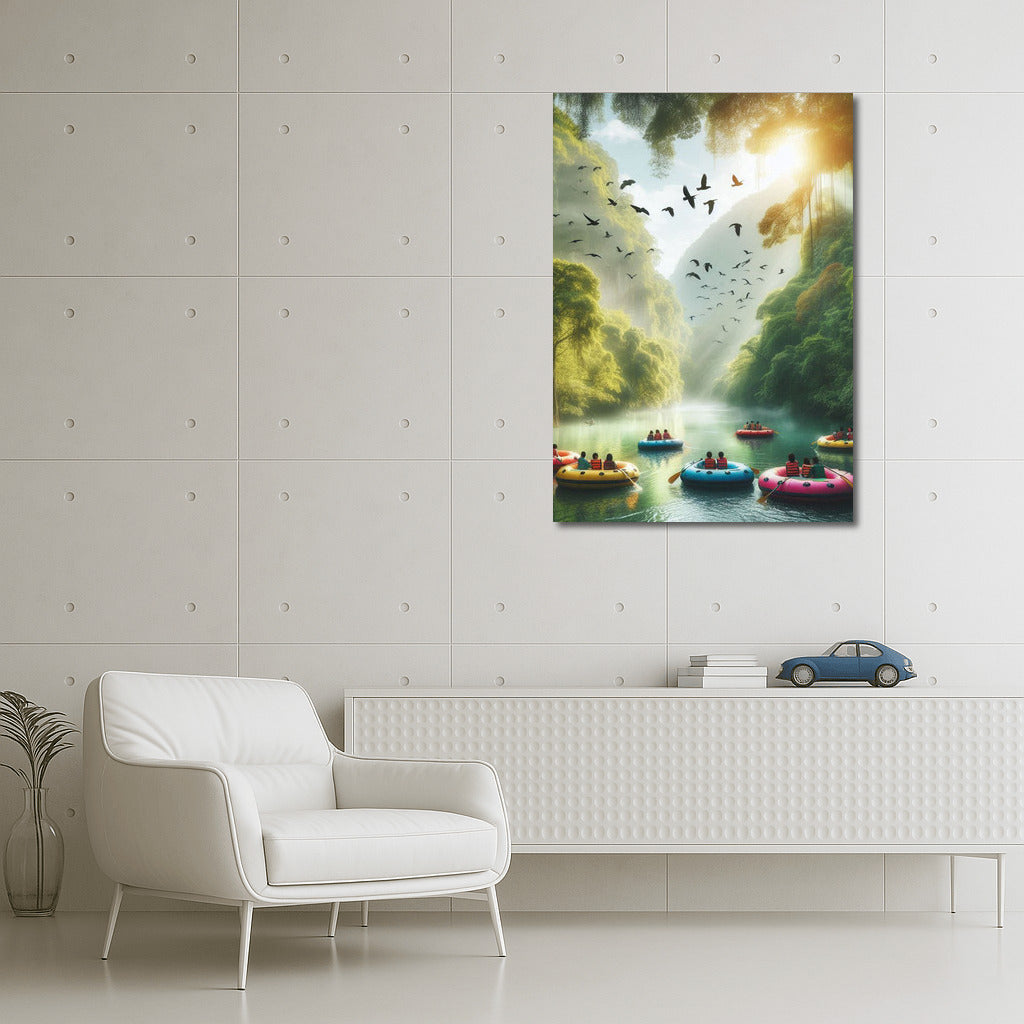 Morning Sailing: Colourful Boats on the River