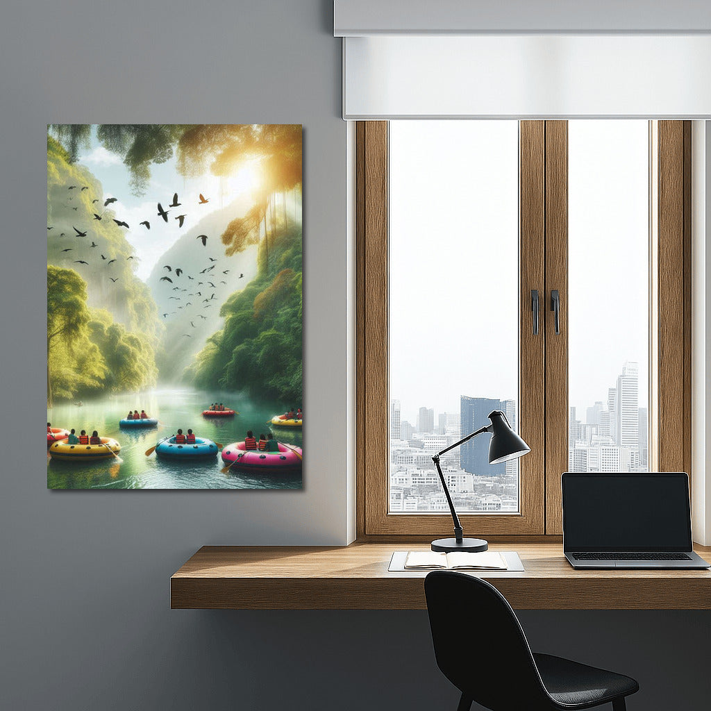 Morning Sailing: Colourful Boats on the River