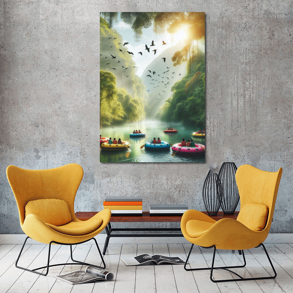 Morning Sailing: Colourful Boats on the River