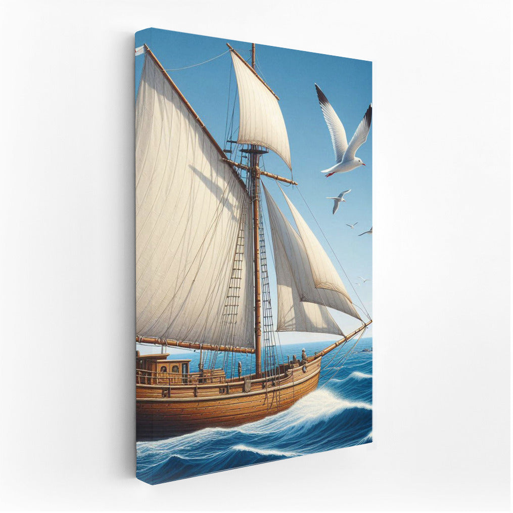 Sailboat and Seagulls: Freedom on the Waves Ketches Sea 1