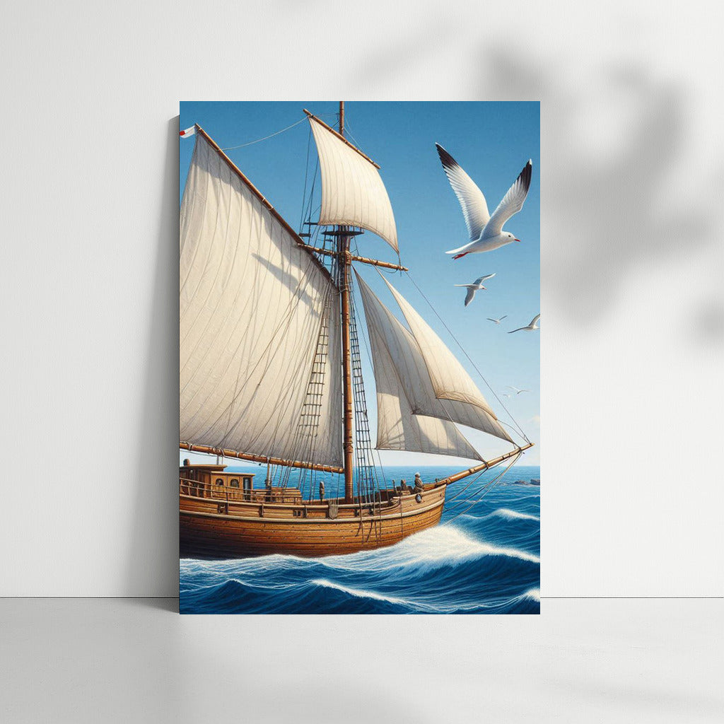 Sailboat and Seagulls: Freedom on the Waves Ketches Sea 1