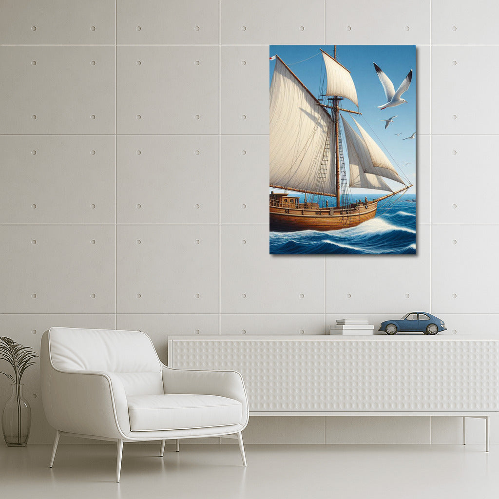 Sailboat and Seagulls: Freedom on the Waves Ketches Sea 1