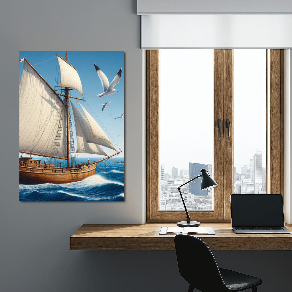 Sailboat and Seagulls: Freedom on the Waves Ketches Sea 1