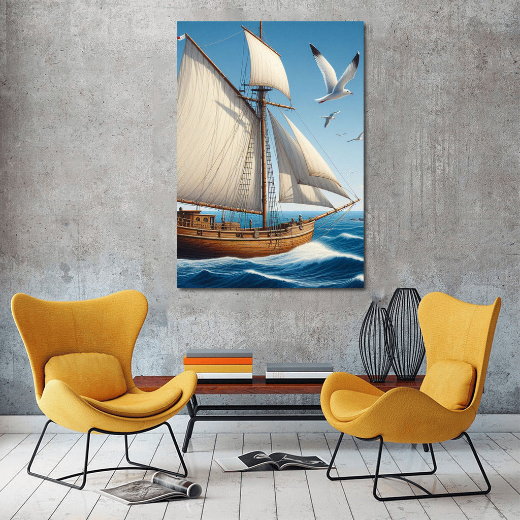 Sailboat and Seagulls: Freedom on the Waves Ketches Sea 1