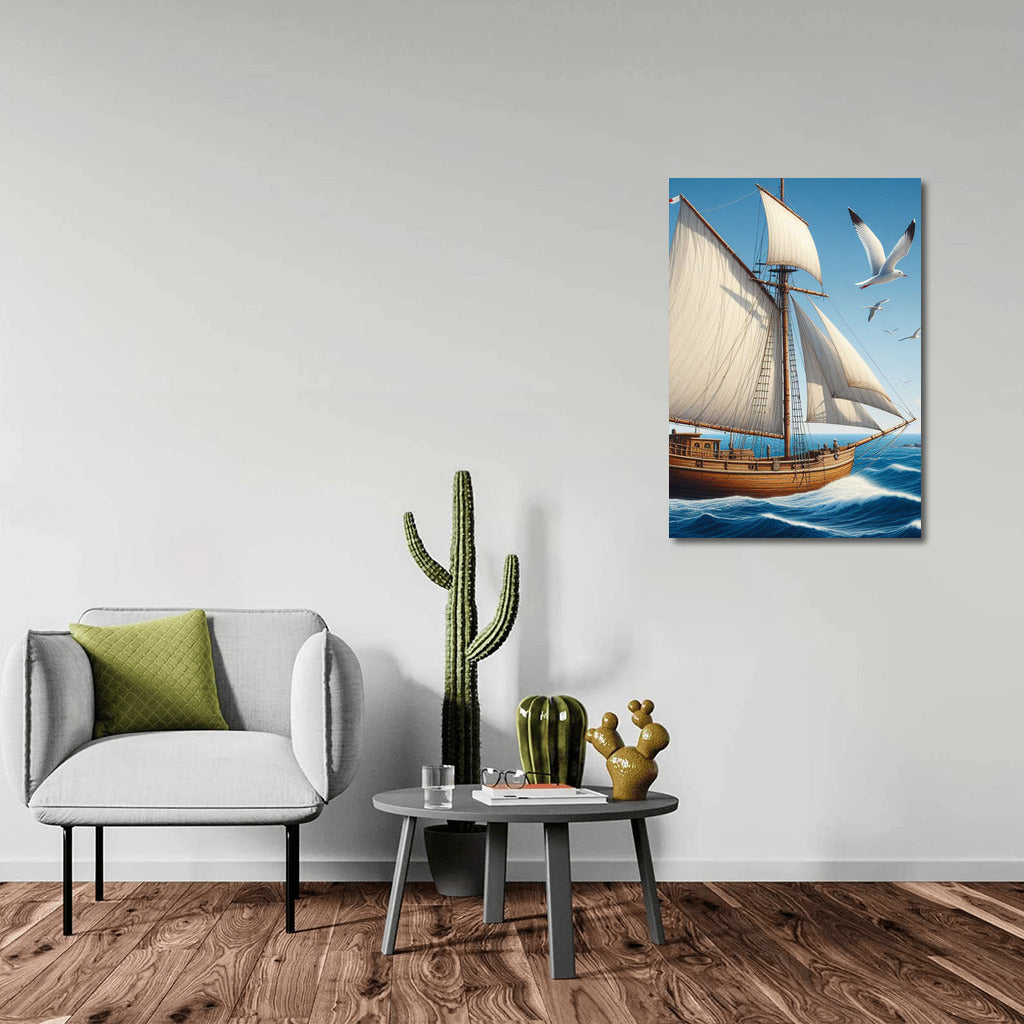 Sailboat and Seagulls: Freedom on the Waves Ketches Sea 1