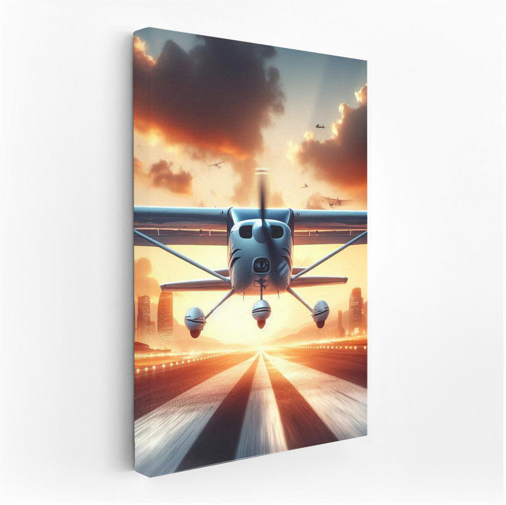 Sunset Flight: Light Sport Aircraft on the Runway