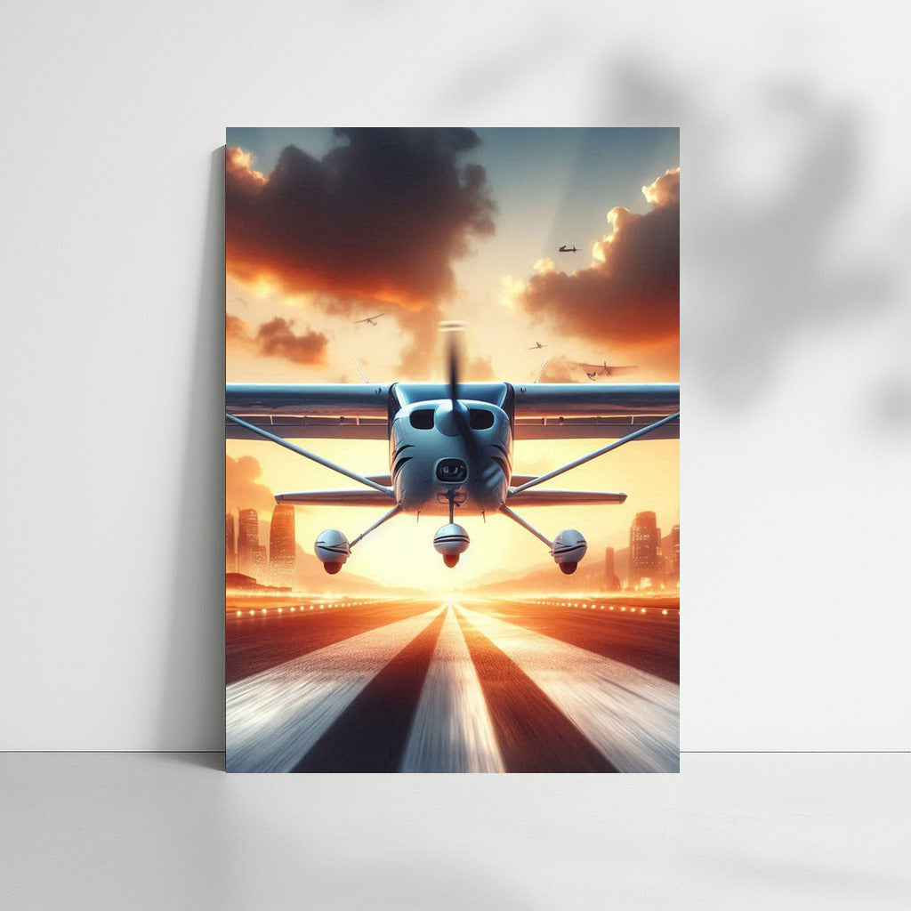 Sunset Flight: Light Sport Aircraft on the Runway